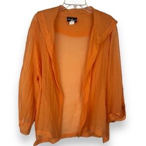 Moonlight Cardigan Top Womens Size Medium Sheer Orange Chiffon Y2K Boho USA Made